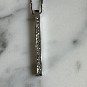 Swarovski Silver Bar Pendant Necklace with Clear Crystals